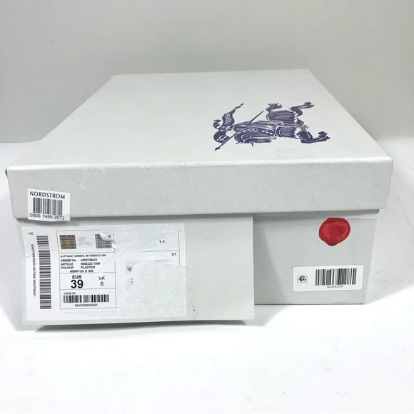 Burberry Leather Quilted Heeled Slide Sandals Plaster 39 9 NEW - Picture 17 of 17